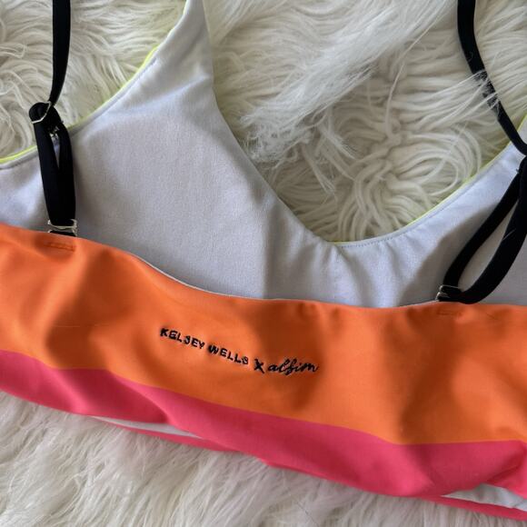 Womens Albion Neon Colorblock Triangle Padded Swim Suit Top Medium - Picture 3 of 5